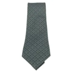 HERMES エルメス シルク 総柄ネクタイ/ライトブルー系