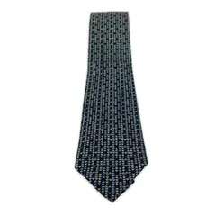 HERMES エルメス シルク 総柄ネクタイ/ネイビー