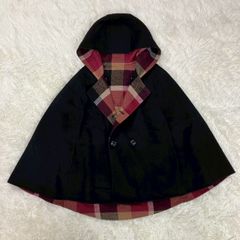 ブルーレーベルクレストブリッジ　リバーシブル　コート　ポンチョ　チェック　ファー ブルーレーベルクレストブリッジ リバーシブル コート ポンチョ
