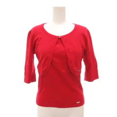 ハロッズ Harrods 美品 アンサンブルニット カットソー カーディガン ラウンドネック 七分袖 赤 レッド /YJ ■YHS14