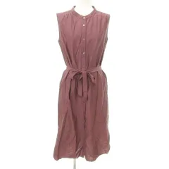 アーバンリサーチ URBAN RESEARCH シルク混 ノースリーブ ワンピース ひざ丈 無地 薄手 フリーサイズ ピンク ■GY99