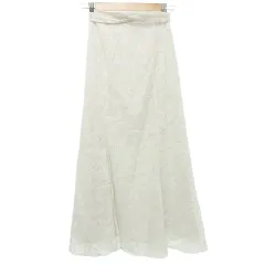 ナイスクラップ NICE CLAUP チュール レース ロングスカート リボン Mサイズ 白 ホワイト ■GY99