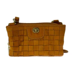 Zucchero ズッケロ タグ付き レザー 編み込み ショルダーバッグ/ライトブラウン