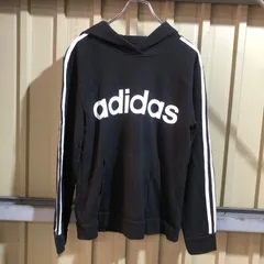 1491 adidas パーカー ブラック L アディダス スウェット プリントロゴ 裏起毛 古着卸 アメリカ仕入