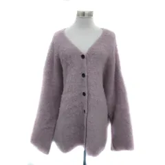 ダブルクローゼット w closet ニットカーディガン ミドル丈 Vネック 無地 オーバーサイズ F ピンク /YS33