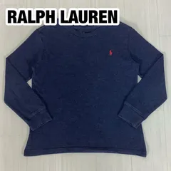 POLO RALPH LAUREN ポロラルフローレン ワンポイントロゴ 長袖カットソー ロンT サイズ6 ネイビー 濃紺 120cm 刺繍ポニー 着丈44cm 肩幅32cm 身幅(脇下)36cm 袖丈40cm【古着】