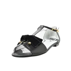 CHANEL 06C リボン パールココマーク レザー サンダル