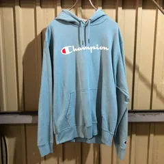 1492 Champion パーカー 水色 XL チャンピオン スウェット プリントロゴ ワンポイント 刺繍ロゴ 古着卸 アメリカ仕入