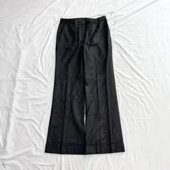 クリッツィア　KRIZIA　美脚スラックスパンツ　フレアパンツ　ロング丈パンツ　ウール100％　ダークグレー系　Lサイズ相当　オフィス系　送料無料✨