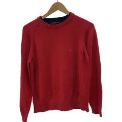 TOMMY HILFIGER　セーター　長袖　トップス　クルーネック　無地　ワンポイント　刺しゅう　インポート　古着