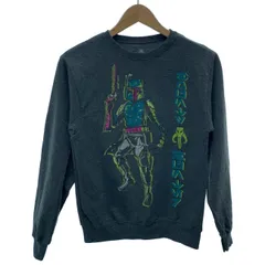 Disney　スウェット　長袖　トレーナー　トップス　クルーネック　裏起毛　プリント　スターウォーズ　ボバ・フェット　キャラクター　古着