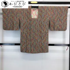 道行コート 縦縞模様 幾何学模様 染柄 縮緬 H-4068