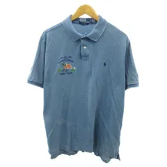 ポロ バイ ラルフローレン Polo by Ralph Lauren ポロシャツ ポニー ロゴ 刺繍 半袖 インディゴ染め XL 青 ブルー 0113