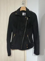 スウェード ブラック フリンジ ライダース ジャケット