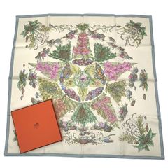美品 HERMES エルメス スカーフ シルク カレ90 花柄 胡蝶蘭 オーキッド