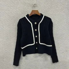 ヴィンテージ ツイード ケーブル編み ニット カーディガン L M09608