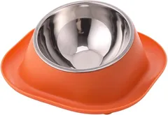 I'm so happy フードボウル 斜め ステンレス 犬 猫 ペットボウル 餌台 餌入れ 水入れ ご飯皿 15度の傾斜 (オレンジ, シングルボウル)のサムネイル