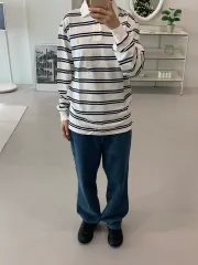 POLO RALPH LAUREN ストライプ 長袖 カラーTシャツ 白 S M L