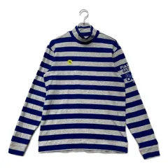 中古 メンズ パーリーゲイツ PEARLY GATES 長袖シャツ 6(LL) 青×グレー モックネック ボーダー