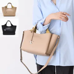 TOD'S トッズ バッグ レザーミニバッグ ショルダーバッグ XBWAPAFL100QRI レディース ブラック ベージュ ハンドバッグ ロゴ Tステッチ レザー