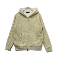 中古 レディース キャロウェイ Callaway ニットアウター L 白 ホワイト パーカー 裏地付き ケーブル編み ボア