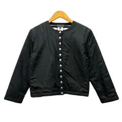 アニエスベーアンファン Agnes b. ENFANT 中綿ジャケット ブルゾン リバーシブル ナイロン ボーダー 長袖 10 黒 ブラック 白 ホワイト