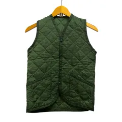 ラベンハム LAVENHAM ベスト Vネック 無地 キルティング 9 緑 グリーン