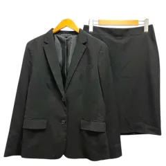 ユニクロ UNIQLO セットアップ ジャケット スカート 膝丈 長袖 無地 M 黒 ブラック