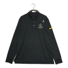 中古 メンズ ルコックスポルティフ le coq sportif 長袖ポロシャツ 3L 黒 ブラック 大きい ロゴ総柄