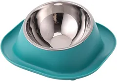 I'm so happy フードボウル 斜め ステンレス 犬 猫 ペットボウル 餌台 餌入れ 水入れ ご飯皿 15度の傾斜 (グリーン, シングルボウル)のサムネイル