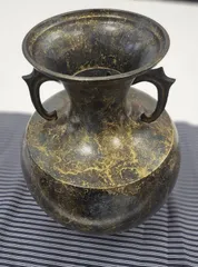 青銅製　耳付き花瓶・壺　記念品