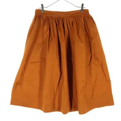 美品 ZARA WOMAN ザラウーマン ミモレ丈 ギャザースカート L オレンジ レディース 古着