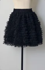 ホイップチュールミニ丈スカート ブラック◾️Frene フラーネ