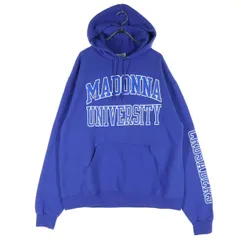 Champion チャンピオン 裏起毛 カレッジプリント 長袖 スウェットパーカー XL ブルー メンズ 古着