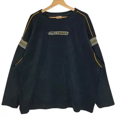 00' vintage 00年代ヴィンテージ Disney store ディズニーストア TIGGER ティガー キャラクター プーさん フリース スウェット プルオーバー フロント刺繡 オーバーサイズ クルーネック Thailand製 XXLサイズ ブラック