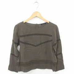 アメリカンラグシー AMERICAN RAG CIE カットソー Tシャツ ボートネック 総柄 薄手 長袖 F 緑 カーキ /TT7のサムネイル