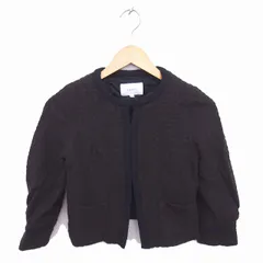 シップス SHIPS ジャケット アウター ノーカラー ラメ 総裏地 ウール 七分袖 S 茶 ブラウン /TT2