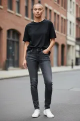 REPLAY リプレイ デニム　パンツ ダメージ加工　スリム　動きやすさ　ストレッチ デニムパンツ コットン グレー【中古】 レディース