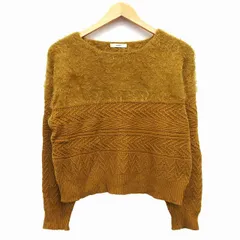 ミスティック mystic 切替 セーター シャギー ニット ショート丈 柄編み リブ ウール混 F マスタード からし /HT22