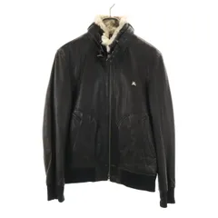 BURBERRY BLACK LABEL バーバリーブラックレーベル 羊革 レザージャケット M ブラック 三陽商会 ラビットファー付き メンズ 古着