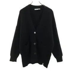 ZARA ザラ 長袖 Vネック ニットカーディガン L ブラック レディース 古着