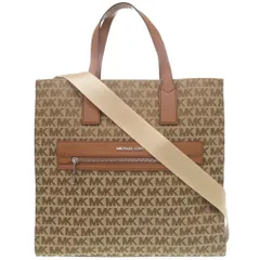 新品同様 マイケルコース 2WAY KENLY ラージ キャンバス/レザー ブラウン トートバッグ 茶 0019 Michael Kors