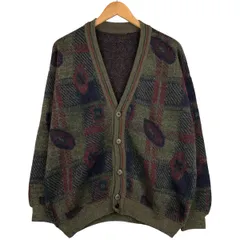 古着 総柄 チェック柄 モヘア混 アルパカ混 ニットカーディガン メンズXL相当 ヴィンテージ/eaa598045