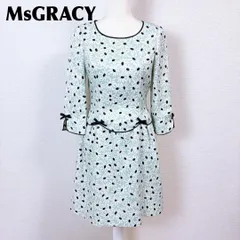 【美品】エムズグレイシー セットアップ風 ワンピース 長袖 リボン 40 花柄