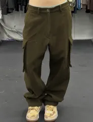 BEAMS ウール カーゴ パンツ カーキ