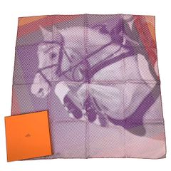 【エルメス】スカーフ青系カレ90オレンジの木の下でSOUSLESORANGERS 未使用】タグ付き エルメス カレ90 オレンジの木の下で ライトブルー