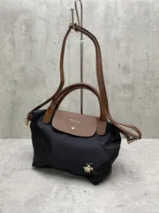 美品 BEVERLY HILLS POLO CLUB ビバリーヒルズポロクラブ 2way ナイロンPUハンドルトート 小 バッグ /ブラック ■■レディース