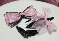 まとめ売り) リー リボンカチューシャ ピンクリボンヘアゴム リボンバンスクリップ アクセサリー