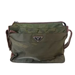 PRADA(プラダ) ショルダーバッグ - カーキ×ダークブラウン レザー