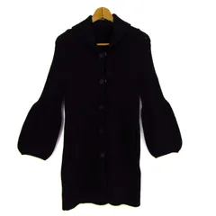 セオリー ニットコート ロングカーディガン アウター カシミヤ混 レディース 2サイズ 紺×黒 theory 【中古】